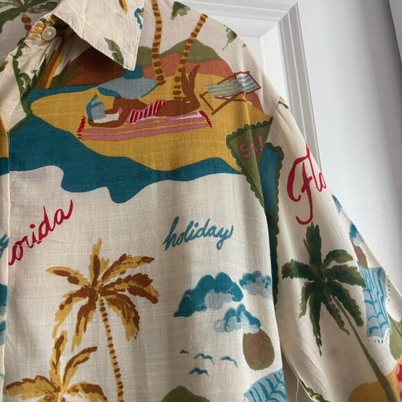 NWT Oversized Resort Wear Novelty Print Tunic Shirt Dress Cover Up S Florida - Picture 12 of 14